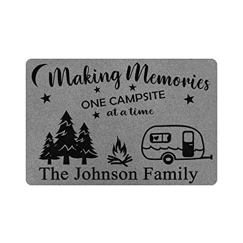 MyPhotoSwimsuits Personalized Camper Doormat 24" X 16" Indoor Outdoor with Making Memories One Campsite at A Time Welcome Door Mat Area Rug Decor Custom Camping Cover