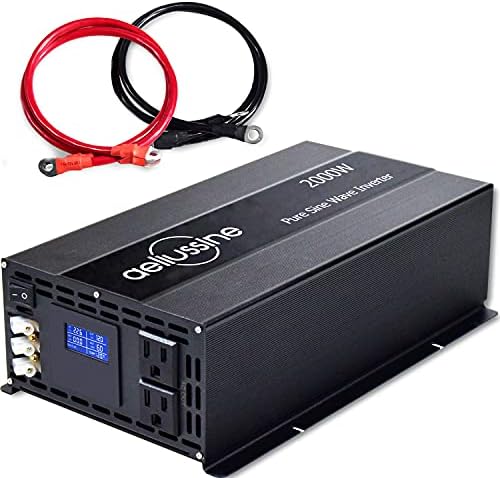 aeliussine 2000 watt Inverter Pure Sine Wave Power Inverter 24v DC to AC 110v 120v Inverter with Hardwire Terminal, LCD Displa, for Car RV, Truck, Yacht, and Off Grid Solar Power System (2000w 24v)