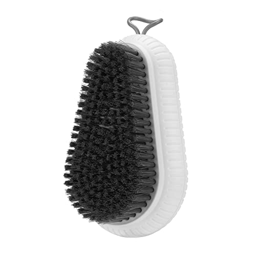 JSCARLIFE Brosse à récurer portable en plastique souple facile à tenir, brosse à récurer multifonction pour linge, vêtements, chaussures, salle de bain, douche, évier (blanc) Cover