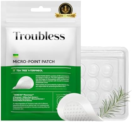 Troubless Micro-Point Pimple Patch - Korean Clear Pimple patched for Face/Micro Needle Pimple Patch with TeaTree Oil/Trouble Care Invisible Patch/Korean Skincare 9 Patches(Pack of 1)