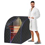 SereneLife Portable Infrared Sauna Box, 96.5cm x 81cm Personal Tent with Remote, Indoor Spa Relaxation Pod, Portable Steam for Tiny Homes, Outdoor or Indoor Use, Black