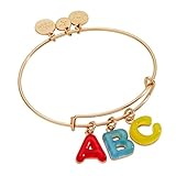 Alex and Ani ABC Charm Bracelet for Women - Cute Gold Bangle with Resin ABC Letter Charms, Perfect for Bracelet Stack, Playful Women's Bracelet Gift