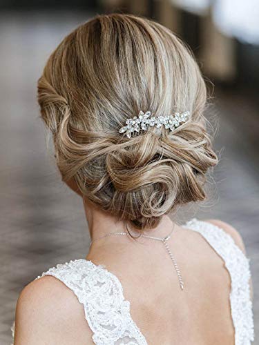 Unicra Rhinestone Bride Wedding Hair Comb Silver Bridal Hair Piece Crystal Hair Accessories For Women And Girls (A-Silver) #TOP3