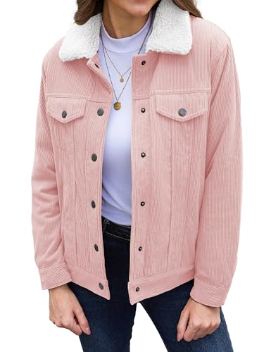 YUCOLEN Corduroy Sherpa Jacket Women - Trendy Fleece Lined Shackets Winter Warm Button Down Casual Cute Western Coats 2025
