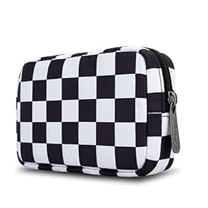E-Tree Cute Small Pouch, Makeup Cosmetic Bag,Make up Bag for Purse,Toiletry Zipper Pouch,Tech Bag,Electronic Organizer Travel Case,Storage Pouches for Organization, Checkered