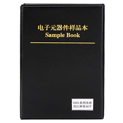Haofy Serie 0201 51 Tipos Condensadores Componentes Electrónicos Kits de Surtido Libro de Muestras Negro Mano de Obra Fina Plástico Duradero para Comparación