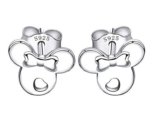 kaguyo boucles d'oreilles en argent pour les filles, plaqué or rose 925 Sterling Silver petites minuscules boucles d'oreilles mignonnes de souris pour femmes filles enfants (silver)