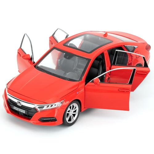 WAKAKAC Toy Car Compatible for 1:24 Accord Car Model, Pull Back Diecast Toy with Sounds＆Lights for Kids Boys Girls and Adults, Gift Red