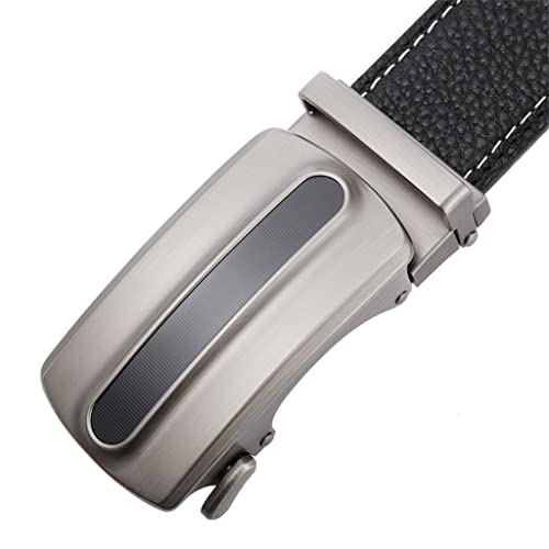 Cinturón de Cuero con trinquete y Hebilla Deslizante automática para Hombre (Color: C, Talla: 110 cm) (B 125 cm)