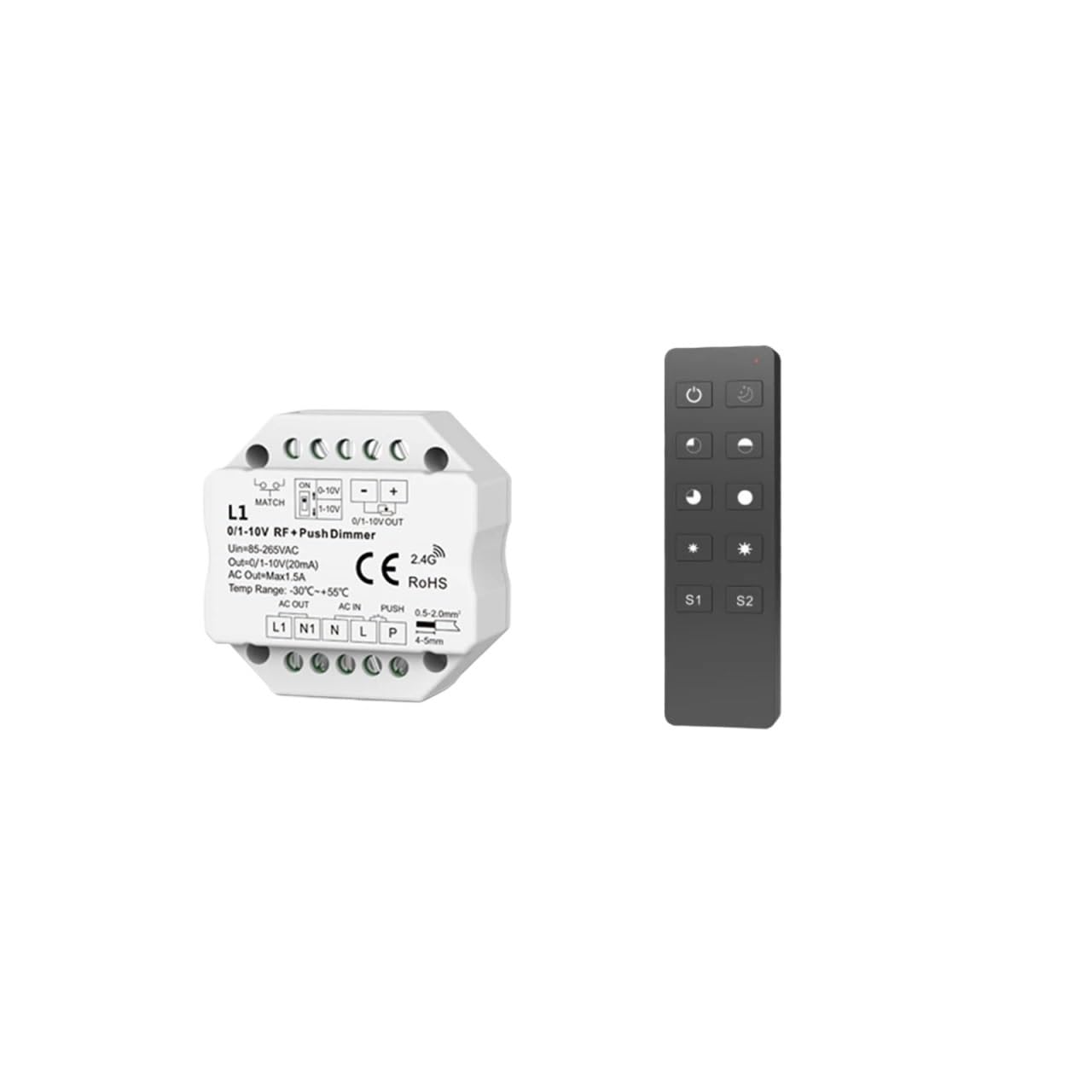 Gradateur tactile 2.4G 4 zones et interrupteur sans fil LED 0-10V AC85V-220V