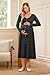 OUGES Women's Maternity Postpartum Pajamas Nursing Nightgown Cotton Blend Button Down Maternity Sleepwear Long Sleeve Labor Delivery Gown Dress Pockets Hospital Pregnancy Outfits 2025(Black,L)