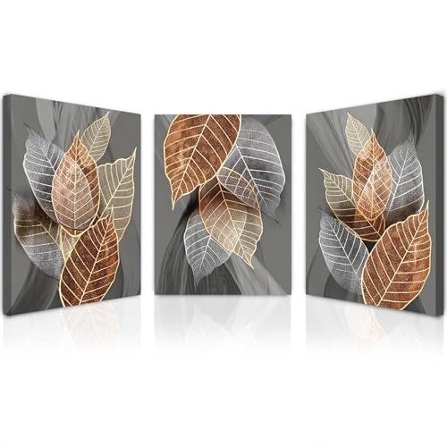 Qiukoo Leinwand Bilder Wanddeko – 3-teiliges Triptychon mit Holzrahmen & Haken, Kunstdruck Blätter, Wandbilder mit Rahmen, moderne Wandbilder Wohnzimmer 30×40 cm, für Wohn-, Schlaf- Büroräume Qiukoo Leinwand Bilder Wanddeko – 3-teiliges Triptychon mit Holzrahmen & Haken, Kunstdruck Blätter, Wandbilder mit Rahmen, moderne Wandbilder Wohnzimmer 30×40 cm, für Wohn-, Schlaf- Büroräume