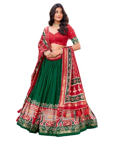 Elegant Tusser Silk Lehenga Choli for Women Lehenga with Dupatta Festive & Ethnic Set (CHAMELI GREEN)