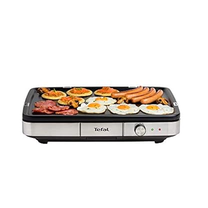 Tefal Maxi Plancha Elektro-Tischgrill CB690D, Extra groß, Antihaft Teppanyaki Platte, Leichte Reinigung, Innen und außen nutzbar, Inkl. abnehmbarem Windschutz + Spatel, 2300W, Schwarz/Silber – Bild 5