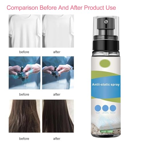 Antistatik Spray,Spray Antistatisch,100 ml Anti Static Spray,Antistatikspray,Statikspray für Kleidung,für Kleidung,Textilien,Möbel und Auto,Reduziert Statische Aufladung