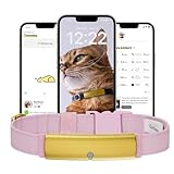 Catlog Health Tracker for Cats - Smart Cat Collar with Safety Breakaway Buckle for Indoor Cats, Wellness Alerts, Real-time Monitoring (White×Coral Pink,M)