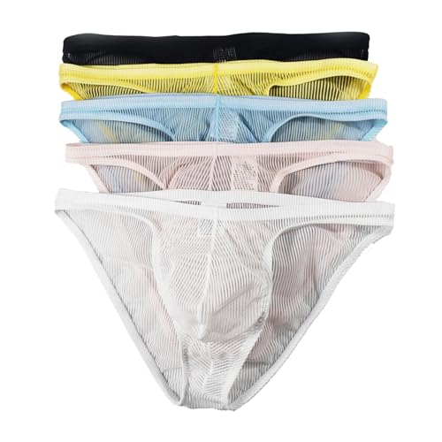 Men's Mesh Underwear Thin Bulge Pouch Low Rise Breathable Men's Bikini Briefs
