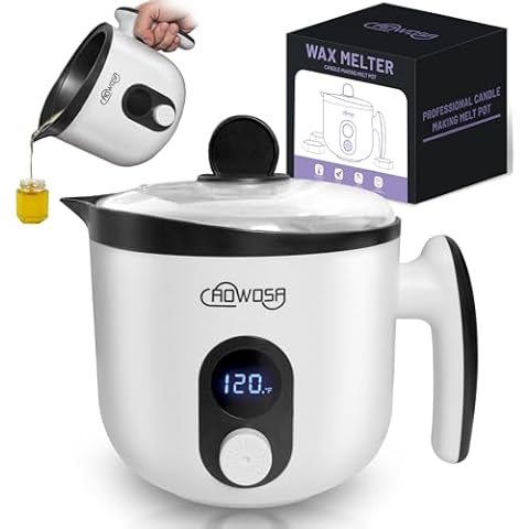 Candle Melting Pot, Electric Wax Melter for Candle DIY Making with Pouring Spout, Non-Stick Candle Making Pouring Pot Soap Making Melting Pot with Digital Display, Constant Temperature Function(White) Cover
