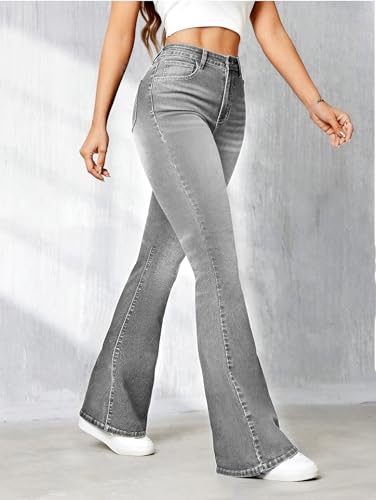 Image of Ben Martin Women's High Waist Jeans || Flared Bell Bottom Bootcut Pants || Wide Leg Stretch Denim - Perfect for Travel, Party & Everyday Use - Sizes 26-40 (2)