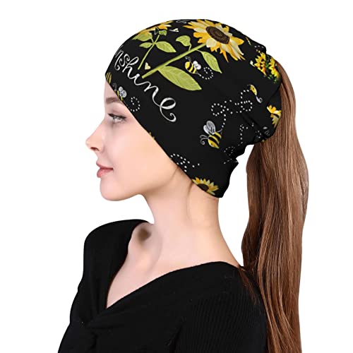 Bee Sunflower Print Neck Gaiter Headscarf Headwear Soft Sleep Cap Beanie Cap Chemo Hat Face Bandanas For Sports #TOP1