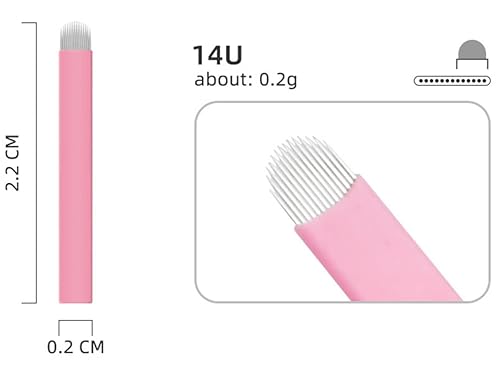 Miniatura 3 de XIAOYU 50 agujas desechables para microblading de cejas, cuchillas de maquillaje de microcuchillas de tatuaje para suministros de maquillaje de