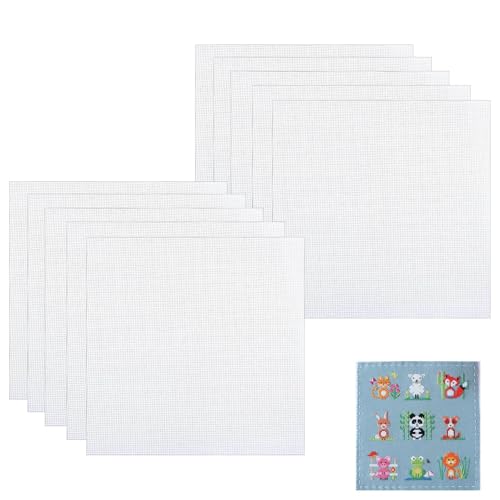 Tela Aida in Plastica per Ricamo 20×20 cm – Set da 10 Pezzi, Canvas a Rete Bianca per Punto Croce, Uncinetto e Borse Fai da Te