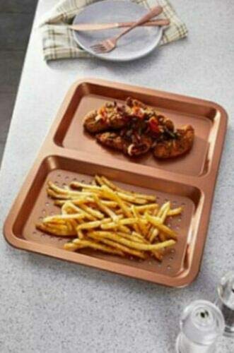 Plaque de cuisson double section en cuivre anti-adhésive pour induction et four - 3