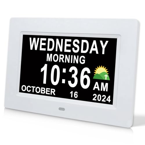 SSINI Digital Calendar Dementia Alarm Clock with Day and Date
