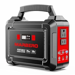 MARBERO Portable Power Station 296Wh Camping Solar Generator Laptop Charger Power Bank with AC Outlet 110V 350W Peak with Multi-Port LED Flashlights for CPAP Home Camping Hurricane Emergency