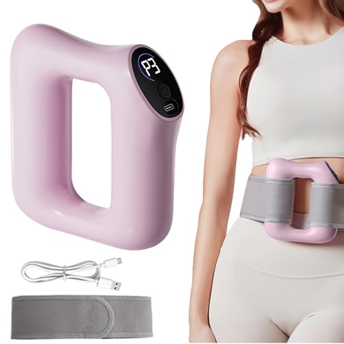 Rubu22a - Anneau de fascia multifonction pour tout le corps, 5 vitesses, masseur ergonomique de cellulite avec sangle réglable, appareil de massage des fascias manuel rechargeable type C (rose)