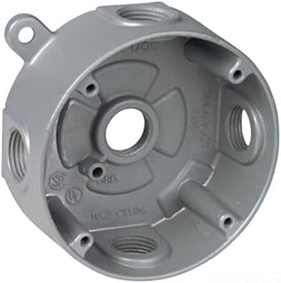 Red Dot S-47 Device Outlet Box, Weatherproof, Round, 5 Hub, 4 Plug, 4-1/8-Inch Diameter, Silver