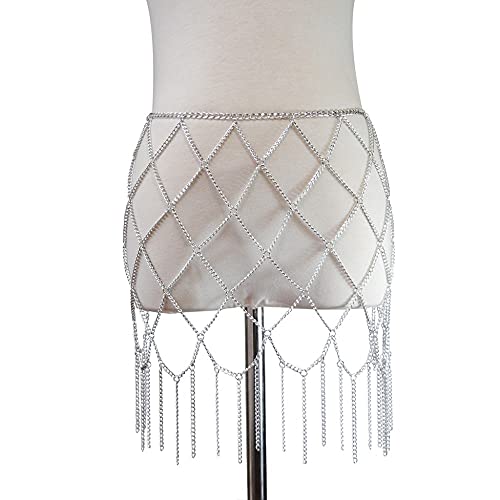 Slatiom Multi Layer Waist Chain Belt For Women Hip Hop Alloy Mental Gold Belly Dress Body Jewelry Belt Fashion Jewelry (Color : Silver) #TOP5