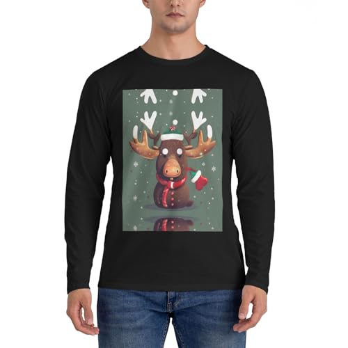 Chemise de Noël élan pour homme - Haut léger manches longues