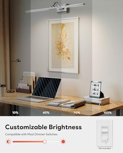 Image of VONLUCE 36 inch LED Bathroom Vanity Light, 3CCT Modern LED Vanity Lights with 360 Rotatable Head Swing Arm, 15.4W Bathroom Light Fixture Over Mirror, LED Lights for Bathroom Bedroom, Brushed Nickel | 3CCT, Flicker-free, 360 Rotatable Head & Swing Arm, IP44 waterproof Bathroom Light Fixture Over Mirror for Bathroom, Picture