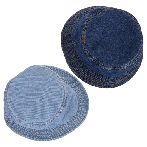 Chapeau bob denim délavé chapeau de pêcheur large bord unisexe pour protection solaire