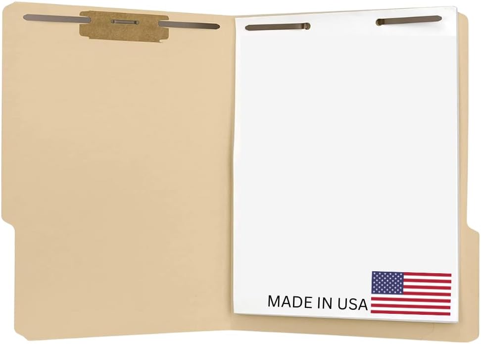 The File King Manila File Folder with Two 2" Fastener Prongs - Letter Size | Box of 50 | 1/3 Cut Top Tab | Positions 1 & 3 | Organize Papers for Easy Storage | American Made