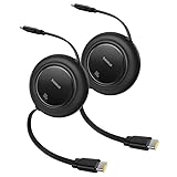 Baseus USB C Cable, 100W 2-Pack 6.6ft Retractable USBC to USBC Fast Charging Cable, 7-Stage Length Preset Retractable Type C Cord for iPhone 16 15 Pro Plus Pro Max, MacBook, iPad Pro, Samsung S24/S23