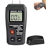 Medidor de humedad de madera, medidor de humedad de madera húmeda para troncos, tipo pin, LCD, sensor digital de humedad de madera, para medición de porcentaje de agua, sensor de humedad (negro)