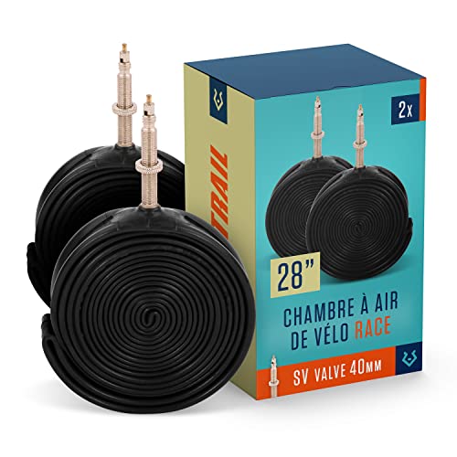 Alphatrail Vélo de Route Chambre à Air Rick 28 Pouces SV Presta Valve 2X Ensembles 700 x 18-28c avec Mobilité Garantie I Compatible Pneu Vélo Compatible avec Continental, Schwalbe, Michelin & Mavic Cover