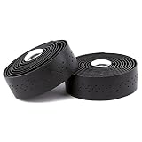 Vinqliq® Retro PU Leather Road Bike Bicycle Handlebar Grip Wraps Bar Tapes with Bar Plugs (Black (wi
