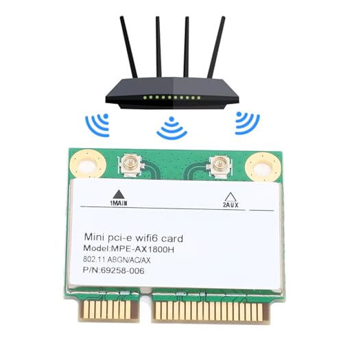 Tarjeta MPE AX1800H Mini PCIe WiFi 6 con Bluetooth 5.2, Chip RTL8852BE, 1800Mbps Doble Banda (574Mbps 2.4GHz + 1200Mbps 5GHz) para Android Linux PC Escritorio Portátil miniatura 1