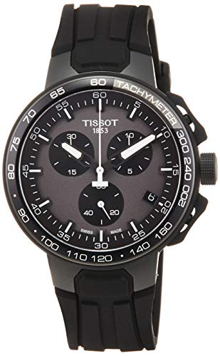 Tissot Men s T-Race Cycling 316L Stainless Steel case with Black PVD Coating Swiss Quartz Watch with Silicone Strap, 18 (Model: T1114173744103)