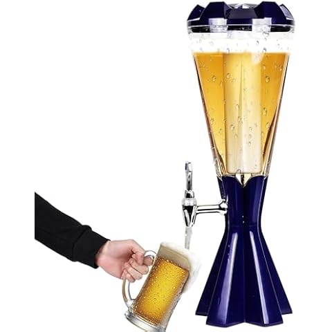 REAWOW Beer Tower Dispenser Drink Dispenser 3L with Ice Tube and LED Lights Keg Tag for Kitchen Party ?- Cover