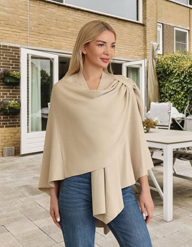 Image of PULI Womens Cross Front Poncho Shawl Wrap Elegant Wedding Formal Gift