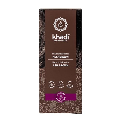 Produktfoto von khadi ASCHBRAUN Pflanzenhaarfarbe - Naturkosmetik - Haarfarbe für aschig & mittleres Braun - Naturhaarfarbe 100%…