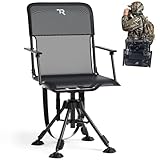 TR 360 Degree Swivel Hunting Blind Chair,400 lbs Capacity Silent,Height Adjustable Hunting Chair with Armrests,Portable Ground Hunting Seat for Deer Turkey