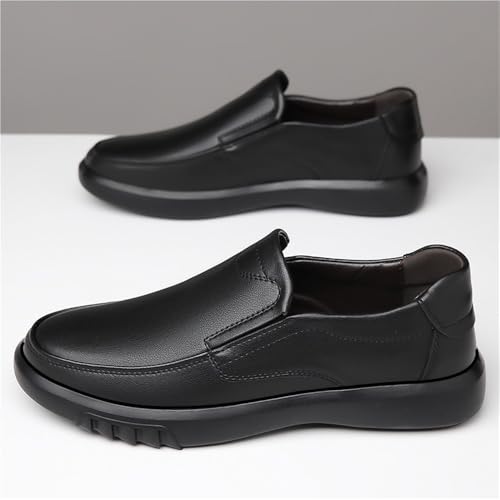Men's Slip-On Soft Leather Business Shoes Spring Comfortable Anti-Slip Oxfords for Dad Casual Dress Shoes2