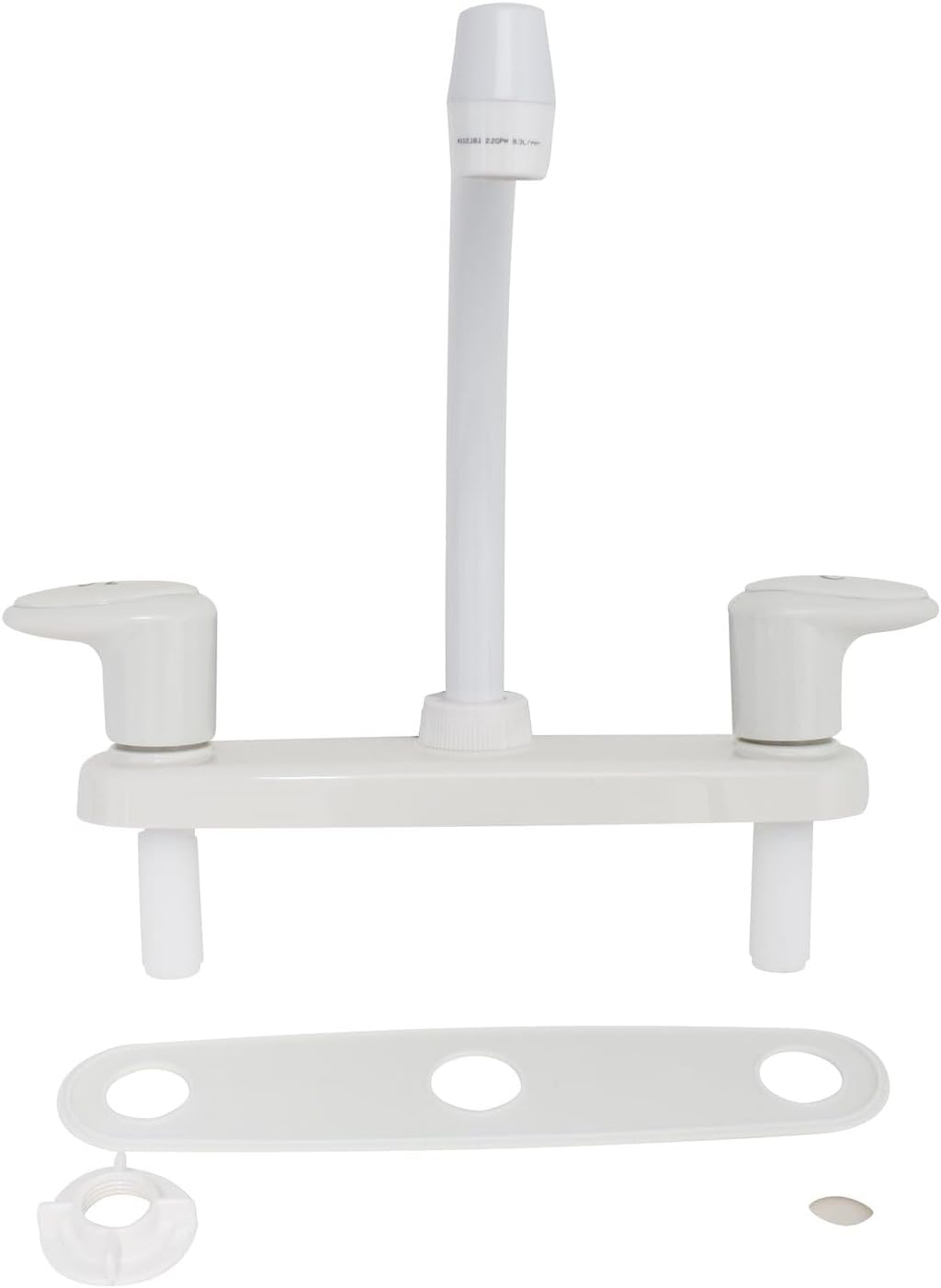 Catalina Kitchen 8" Deck Mount 9" Hi-Arc Spout 2 Acrylic Lever Handle White - PF221202