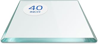 Dulles Glass 40 inch Square Glass Table Top - Tempered - 1/2" Thick Glass Surface, Safe Beveled Edge, Radius Corners, Multipurpose for Dining Table, Patio, Coffee and End Table