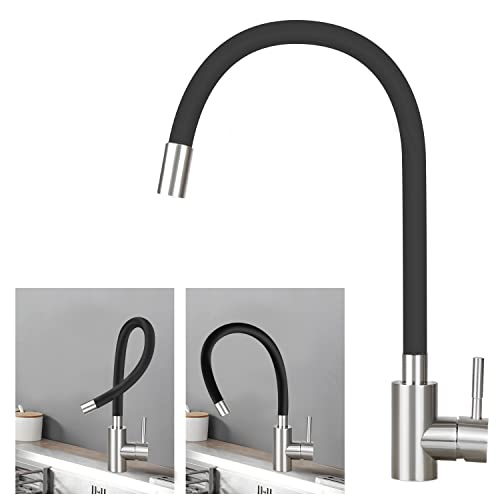 Mursche Wasserhahn Küche Küchenarmatur Hochdruck- Armatur Edelstahl Mischbatterie 360° Schwenkbar Spültischarmatur Küchenwasserhahn Flexibler Spülarmaturen - Schwarz Cover